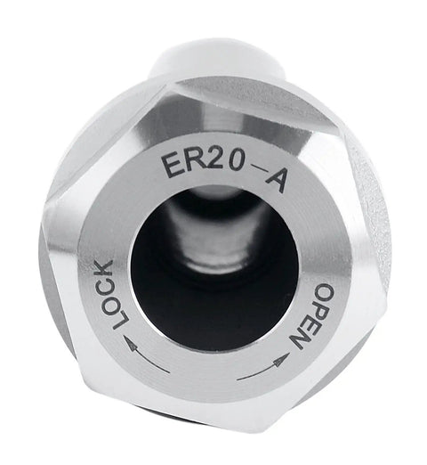 ER20 Collet Chuck Extension Rod For Milling And Drilling With Three Quarter Inch Straight Shank, shown from top view