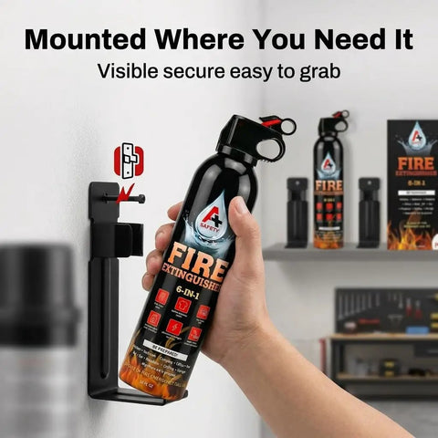 Dual Aerosol Fire Extinguisher Kit For Car Garage Kitchen And Camper With Heavy Duty Wall Brackets Quick Flame Smother Formula Grippy Hold Tough As Nails Protection For Real World Scenarios