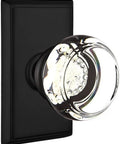 Privacy Door Set With Georgetown Crystal Knobs In Matte Black, Rectangular Rosette Finish, 2-1/8 Inch Door Prep, side view