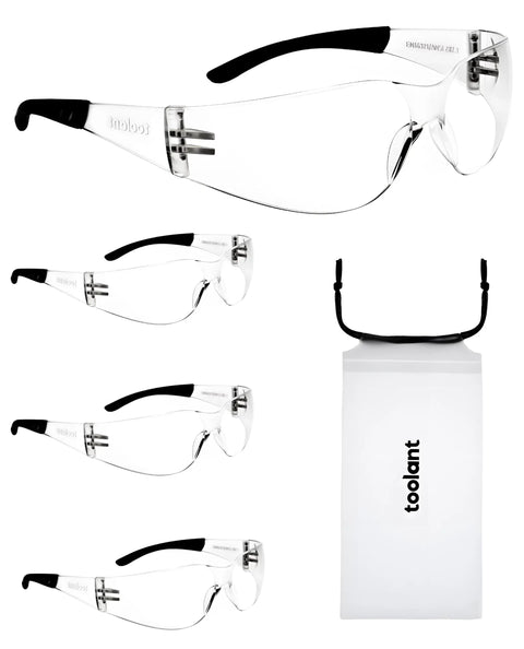 Four Pack Clear Safety Glasses With UV400 And ANSI Z87.1 Standards Built For The Daily Grind Impact Resistant And Anti Scratch Goggles