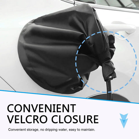 Magnetic EV Charger Port Cover For Your Daily Rig Heavy Duty Waterproof Shield Guards Electric Vehicle Plug Against Rain Snow Ice And Road Grime All Season Badass Accessory Delivering Sweet Protection Black with Velcro closure.