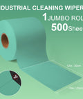 Heavy Duty Cleanroom Wipes Lint Free Cloths Jumbo Roll Extra Absorbent Towels Green 12 By 10 Inches 500 Count