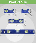 Top Notch 4 Piece Torpedo Level Set Featuring Knockout Accuracy Including 16 7 5 4 Inch Heavy Duty Aluminum Magnetic Spirit Levels for dimensions and sizes.