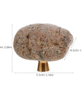 Dope Irregular Pebble Stone Cabinet Handles With Brass Base For Furniture And Home Decor Vintage Style Single Hole Drawer Knobs