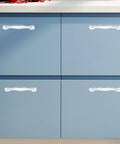 Six Pack Plastic Cabinet Handles And Drawer Pulls For Doors Modern Kitchen And Dresser Hardware Replacement on blue cabinets