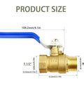 One Half Inch Forged Brass Ball Valve With Male To Female NPT Thread Full Port Connection size diagram