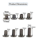 Gun Black Chicago Screws Assorted Heavy Duty Leather Rivet Kit Featuring Zero Hassle Snap Install and Knockout Durability dimensions, sizes from 4mm to 12mm.