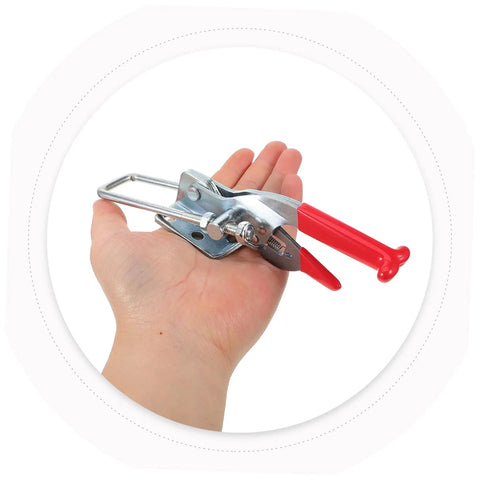Hand holding Built Tough Rubber T Handle Draw Latch for Car Hood and Toolboxes, Heavy Duty Stainless Steel Construction With Vibration Absorption