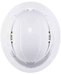Top view of Vented Hard Hat With Light For Night Safety, Full Brim Style, Ratchet Suspension, Class C, Skullerz 8973LED White