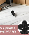 Heavy Duty Threaded Leveling Feet for Chairs, Cabinets, and Desks Adjustable Furniture Levelers With 3/8-16 Threads for Uneven Floors, Wobble Free Rock-Solid Support for Benches, Tables, and More. black steel leveling foot on furniture floor