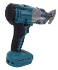 Pow Gowe Nic Electric Metal Shears With Versatile Alloy Blades, Led Light And Variable Speed Control For Stainless Steel Aluminum, Pvc, Carpet, Leather, And Custom Flooring Installation Projects, cordless shears viewed from side