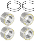 4Pcs Front Rear Wheel Bearings And Circlip Kit For Quick Garage Swaps featuring four metal wheel bearings and two circlips.
