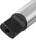 Close-up of Keyless Drill Chuck MT2 Morse Taper Mount Three Jaw for Lathe and Milling Machine, metal construction, tapered end