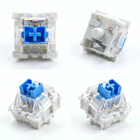 Blue 3-Pin Clicky Mechanical Keyboard Switches 50gf Actuation, Tactile And Audible Feedback, 30-Piece Bulk Pack For DIY Keyboards, Gaming, Typists, And Fidget Enthusiasts, clear housing