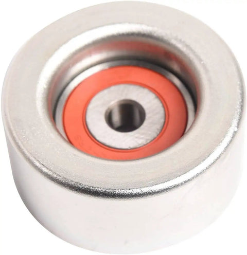 Premium Car Drive Belt Idler Pulley For Toyota Rebuild Kit round silver pulley with orange seal, designed for smooth engine performance.