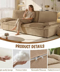 Cozy Corduroy 94.5 Inch Sleeper Sofa Bed 3 In 1 Convertible Couch King Size Pull Out Futon Sofa in a living room setting