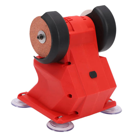 Compact Mini Bench Grinder With Powerful All Copper Motor Fast Polisher And Small Electric Sander For Home Jobs Stable Operation Versatile Workstation Tool in red with corundum wheels.