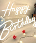 Two Pack Birthday Neon LED Sign Set With Dual Display Options 40x16 Inch Single Row Or 23x17 Inch Two Row Backdrop Light Up
