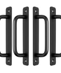 Heavy Duty Black Barn Door Handles 4 Pack BossLevel Cabinet Pulls StraightUp Durable Aluminum Drawer Knobs Farm Hardware For Kitchen Upgrades TopTier Smooth Glide Design, four black handles with straight grips.