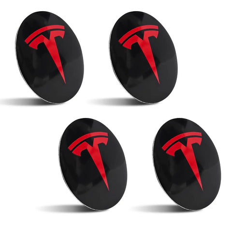 4 Pack Aluminum Waterproof Wheel Cover Center Emblem Sticker For Tesla Model 3 And Model Y 56mm Hubcaps 4 Pieces