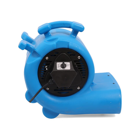 Side view of Three Speed Air Mover With Three Quarter Horsepower And 3000 CFM For Quick Drying And Air Circulation In Home Or Vehicle.