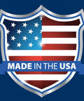 Shield with American flag design and text 'Made in the USA'