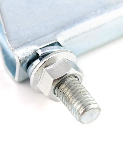 Close-up of Two-Pack U-Bolt Muffler Tip Exhaust Clip For 2-1/4 In OD Tubing showing galvanized steel and bolt detail