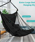 Hammock Chair With Foot Rest And Cushions, Durable Metal Spreader Bar Swing Chair For Indoor Outdoor Chill And Relaxation, Ideal For Bedroom