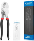 10 Inch High Leverage Cable Cutter Pliers with rubber grips and stainless steel blades for electric work and DIY projects.