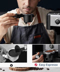 Man using Compact Espresso Machine With 20 Bar Pressure For Creamy Cappuccinos And Lattes with frothing milk foam nozzle