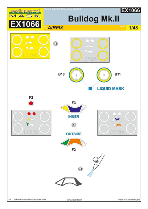 Pre Cut Plastic Paint Mask Gasket For Airfix One Forty Eight Bristol Bulldog Mk II Kit Masking Sheet instructions