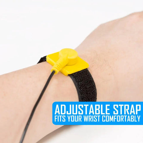 Adjustable ESD wrist strap with grounding cord for PC building and electronics repair on wrist