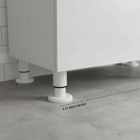 Cold Rolled Steel Adjustable Cabinet Leg For Leveling Base Units On Uneven Floors, 4.72 Inch Support with white finish