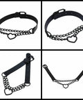 Dope Love Heart Choker Necklace Crafted From Thick Vinyl Leather Collar With Soft Plush Velvet Lining Adjusts Easily For Necks Up To Fifteen Inches Stacks Well With Body Chains For A Badass Gothic Vibe, featuring adjustable strap and heart chain detail.