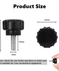 100 Pack Thumb Screws Set, 4 X 10 Mm Carbon Steel Heavy Duty Knurled Knob Screws, side view and dimensions