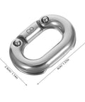 Front view of an 8mm stainless steel quick-link chain connector for marine rigging and anchor use.