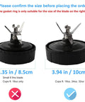 Comparison of two blender blades, highlighting compatibility with 3.94 in Ninja models for Five Pack Rubber Gasket Seals.