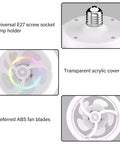 Lonfgrc Aromatherapys Oscillating Ceiling Fan Light with Multiple Lighting Modes for Living Room Home Restaurant Comfort White components showing E27 lamp holder, acrylic cover, and ABS fan blades.