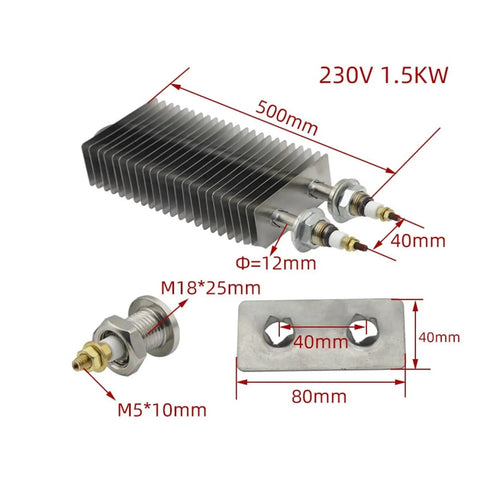 Rock Solid Electric Finned Tubular Heater Delivering Quick Strike Warmup 1500W 230V Power with heavy duty stainless components.