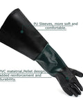 Heavy Duty 23 Point 6 Inch Rubber Sandblast Cabinet Gloves For Sandblasting And Abrasive Cabinets Fits Most Sand Blaster Cabinets Interlock Lined Sweat Absorbing Palm Protection Durable And Skin Friendly shown with textured palm and reinforced design.