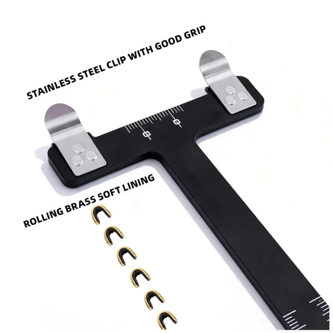 Bow Square TSquare Archery Tool For Quick Setup Nock Pliers Nocking Point Set with brass nocks and stainless steel clip.