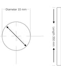 Diagram of Two Piece Chrome Plated Linear Rail Rod 10mm By 350mm For CNC 3D Printer And DIY Machines Case Hardened To 55 To 60 HRC