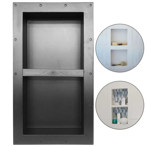 2-In-1 Shower Niche Ready To Tile Recessed Bathroom Storage Shelf 16x28 Inch, Bulletproof Waterproof Recessed Organizer For Shower Caddies