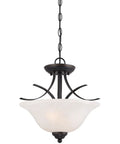 Cozy Vibe Amber Bronze Two Light Indoor Convertible Pendant And Semi Flush Ceiling Fixture with White Alabaster Glass on chain