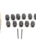 Thirteen Piece Spot Weld Cutter Set For Electric Drill showing 3/8 inch double sided cutters for thin metal sheets precision