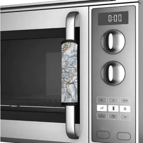 Fridge Door Handle Covers Set Of 8 For Appliances, Long And Short Fits, Grey Gold Marble Design on microwave handle