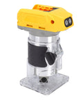 Cordless Wood Router With 800W Brushless Motor, 5 Speed Settings visible showing clear housing and controls.