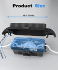 IP55 Weatherproof Outdoor Electrical Box With Detachable Awning Covers, Rugged Cord Cover, 7.1 By 3.9 By 2.4 Inch, dimensions shown