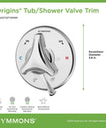 Origins Tub And Shower Trim Kit With Tri Star Handle And Hot Cold Indicators In Polished Chrome Valve Not Included