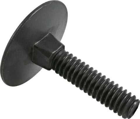 Hillman elevator bolt with large flat round head, black phosphate finish, 1/4 in diameter x 1-1/4 in long.